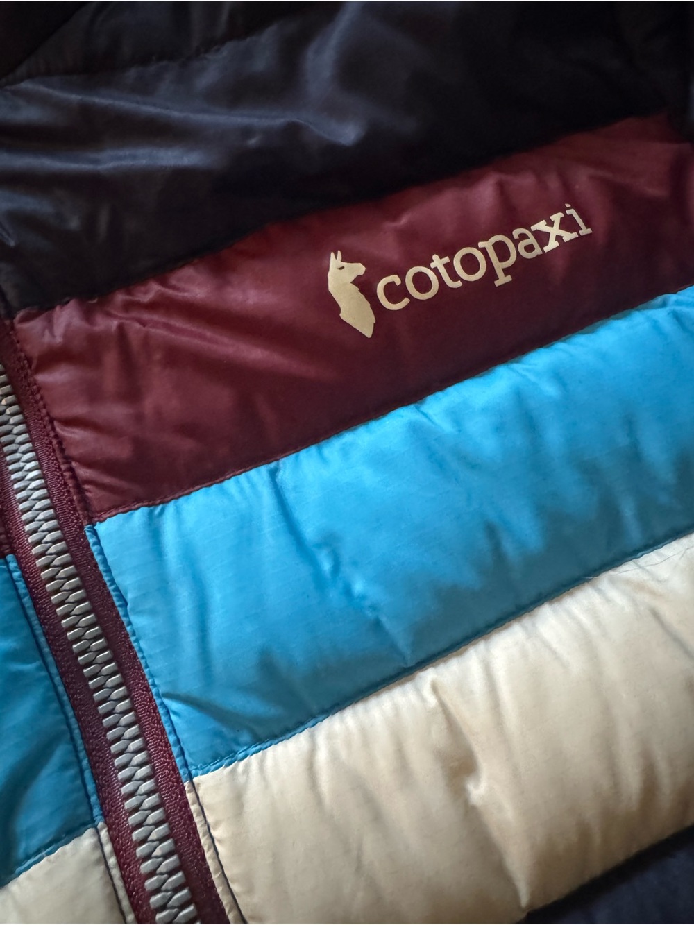 Cotopaxi Teal & Dark Teal Quilted Jacket Interior